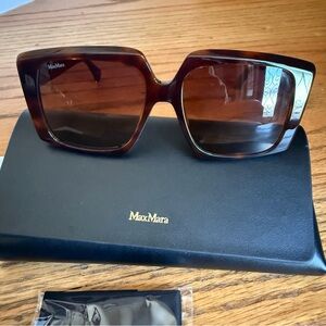 MaxMara Women's Brown Square Sunglasses Chic Oversized Frame Authentic NEW